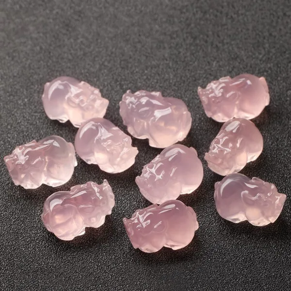 粉水晶小豬貔貅招財手鏈 女士貔貅手串：圖片 9