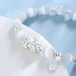 銀 + 貓眼石水晶 招財貔貅女士手鏈：圖片 3